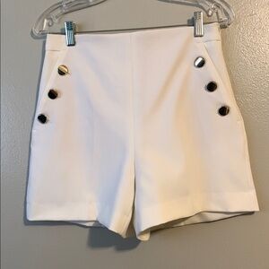 Zara Women’s White Shorts with Gold Buttons Size NWT